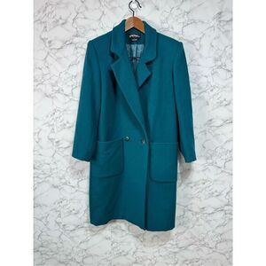 Karizma Women’s Mid Calf Wool Coat sz 8 Teal Y2K